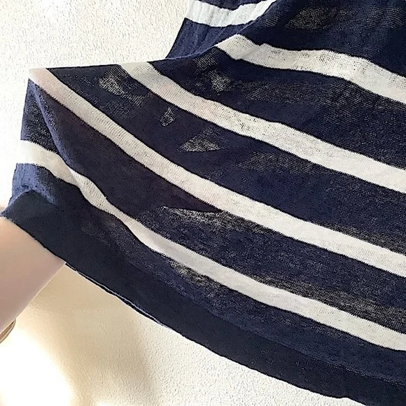 DENIM & SUPPLY Ralph Lauren Linen Tunic Sweater L Breton Stripe Navy Lightweight - Picture 7 of 11